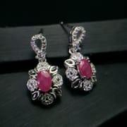 925 Silver Inlaid Natural Ruby Earrings South African Ruby Natural No Optimization Wholesale