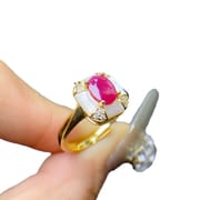 Shell fashion S925 silver natural old burn ruby ring 5*7mm double color live female ring a generation of hair
