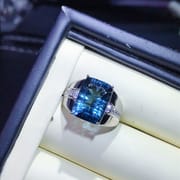 925 silver inlaid Topaz men's ring Topaz for boyfriend manufacturers receive orders one piece delivery
