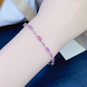DIY Natural Pink Sapphire Bracelet Shake Tone Live Supply 925 Silver Papalacha Powder Sapphire Wholesale