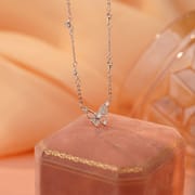 S999 foot silver small fresh hollow butterfly necklace sweet literary hundred tower temperament sweet clavicle chain generation hair