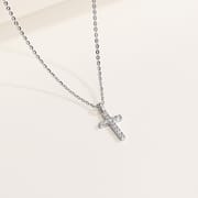 S925 sterling silver with zircon cross design necklace 