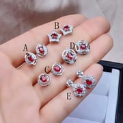 Welfare natural Ruby stud earrings 925 silver with burnt Ruby for certificate