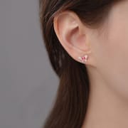 Po S999 Silver Sweet Butterfly Screw Earrings Women's Cute Daily New Chinese Style All-match High-grade Earrings for Hair