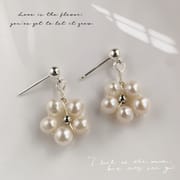 Natural Freshwater Pearl Earrings Flower Earrings Small Chanel Style Niche Design Simple Small High-end Earrings for Women