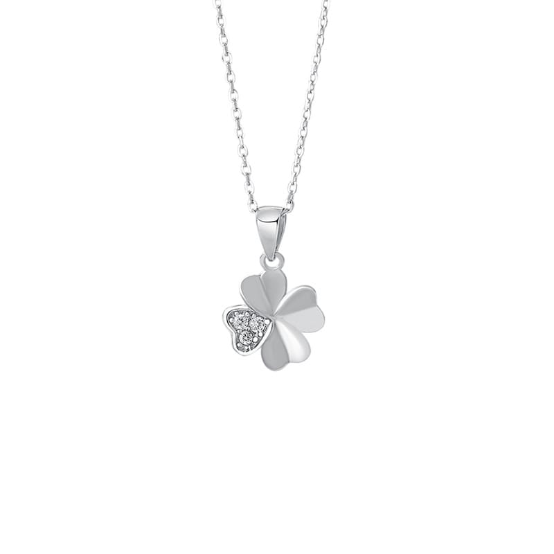 Abao 999 Pure Silver Light Luxury Four-Leaf Clover Necklace for Women, Korean Style, Simple Niche High-End Clavicle Chain Wholesale