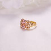 Pearl Jewelry Opening Adjustable Ring Real Gold Electroplated Micro-inlaid Zircon Freshwater Pearl Ring