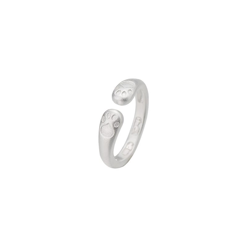 A Bao S999 pure silver light luxury sweet peace joy cat claw ring girl sense niche design sense open ring