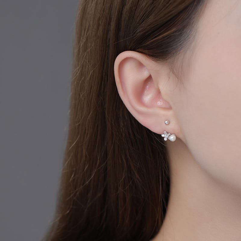 Original Po S999 Foot Silver Flower Shadow Pearlescent Series suit Matching Korean Style Personality All-match Clavicle Chain for Hair