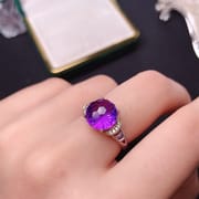 Fireworks amethyst ring 925 silver fireworks amethyst ring to send girlfriend gift manufacturers receive a single generation of hair