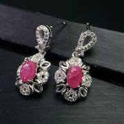 925 Silver Inlaid Natural Ruby Earrings South African Ruby Natural No Optimization Wholesale