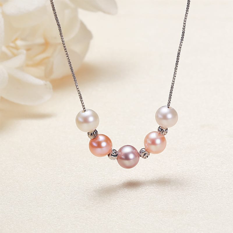 Pearl Necklace Box Chain Copper Gold Plated Near Round Pearl Passepartout Necklace Freshwater Pearl Necklace