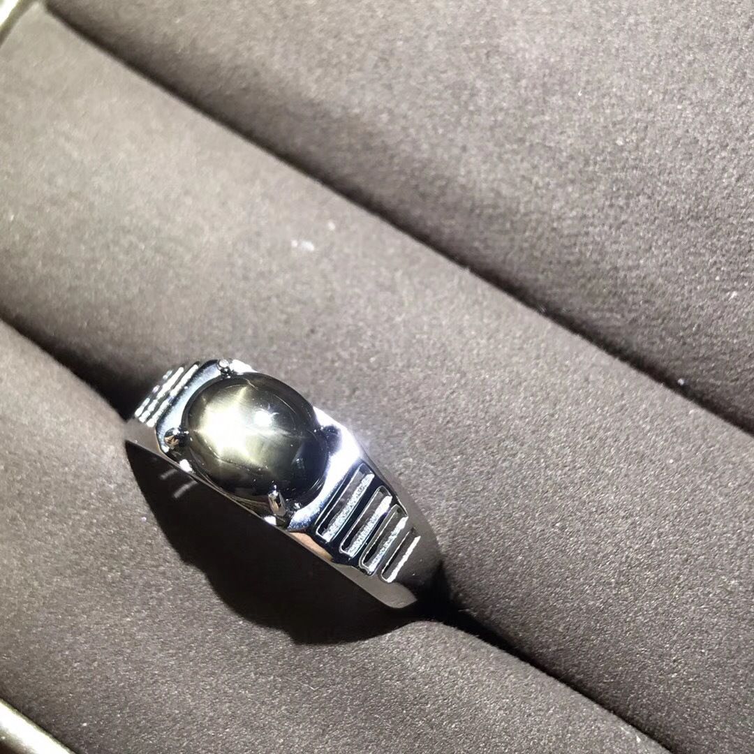 Natural Star Sapphire men's ring simple style 925 silver open mouth factory delivery to pick up various orders