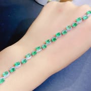 Emerald women's bracelet 925 silver inlaid natural emerald bracelet women's bracelet live supply wholesale
