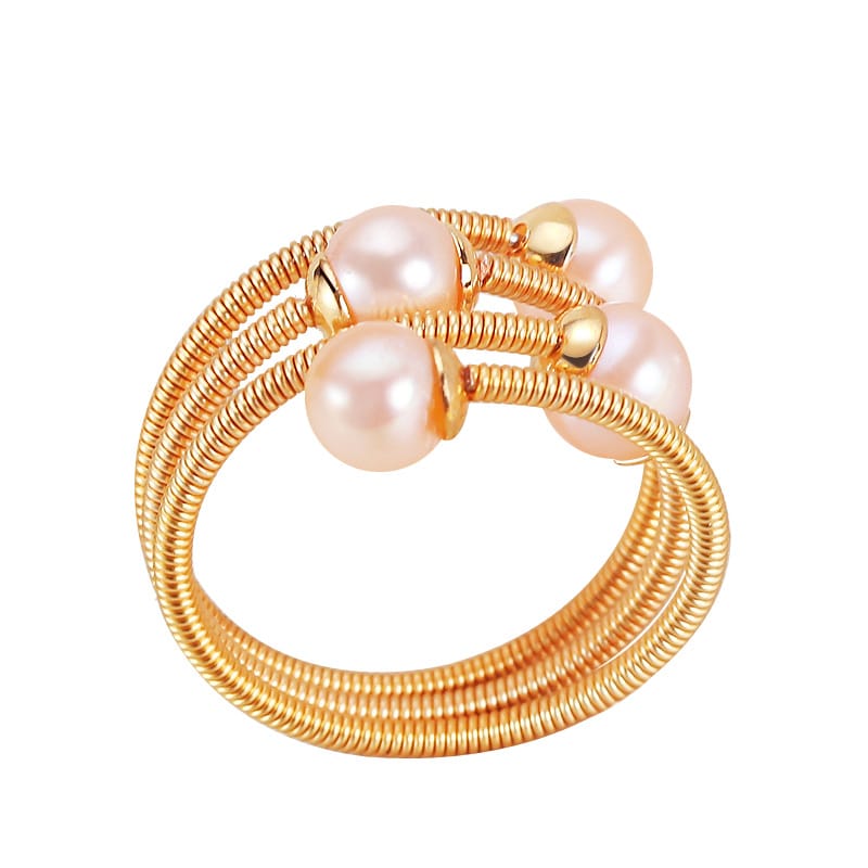 Real Freshwater Pearl Ring Accessible Luxury Multi-layer Winding Design Index Finger Ring Simple Handmade Winding Ring Hand Jewelry New Style