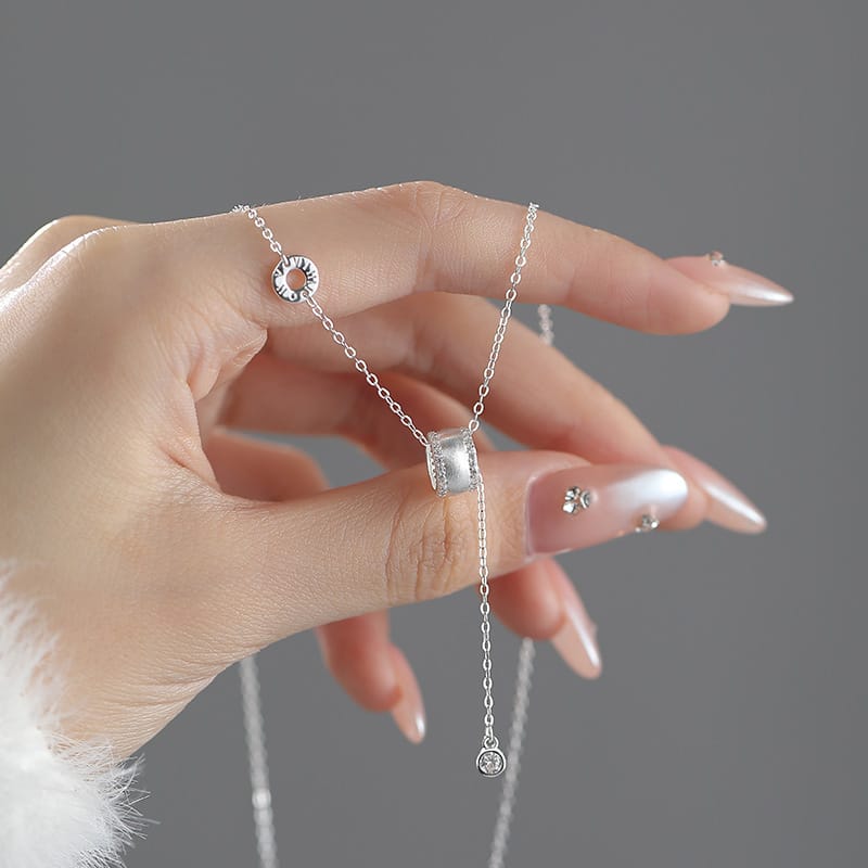 Po S999 Foot Silver Brushed Small Man Waist Necklace Minimentary Gentle Niche Geometric Artistic Clavicle Chain