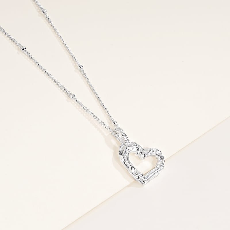 S925 sterling silver personalized vine love necklace female texture irregular heart-shaped clavicle chain tide