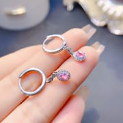 Simple Papalacha Natural Powder Sapphire Ear Buckle 925 Silver Ladies Earrings Wholesale Ear Hook Inspection
