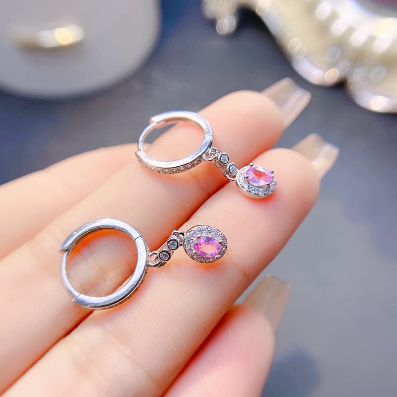 Simple Papalacha Natural Powder Sapphire Ear Buckle 925 Silver Ladies Earrings Wholesale Ear Hook Inspection