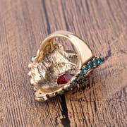Amazon new gold-plated pink crystal blue diamond vintage women's ring Yiwu source manufacturers wholesale A3141