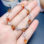 New natural citrine necklace 5 * 7mm necklace dress evening necklace pendant 925 silver women's pendant live broadcast