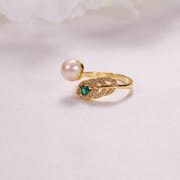 Pearl Jewelry Opening Adjustable Ring Real Gold Electroplated Micro-inlaid Zircon Freshwater Pearl Ring