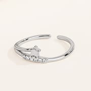 S925 sterling silver with zircon star fashion design open ring for women 