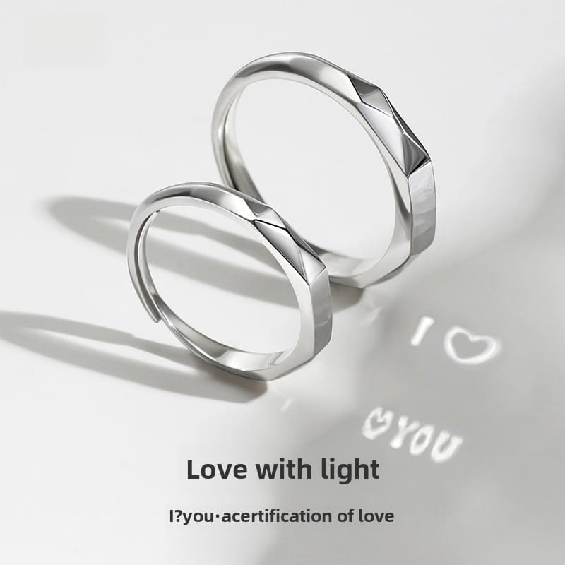 S925 Sterling Silver Projection Couple Ring Does Not Fallen Niche ins Wind Shake Simple Ring Men and Women in the Name of Light
