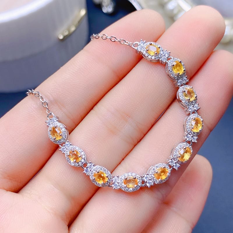 Natural sapphire bracelet girls 925 silver sapphire bracelet 3 * 4mm bare stone live broadcast colorful treasure wholesale