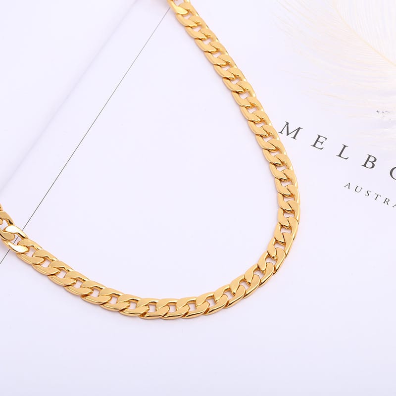 Cross-border jewelry Europe and the United States fashion new gold necklace imitation gold men's 6MM side necklace manufacturers wholesale