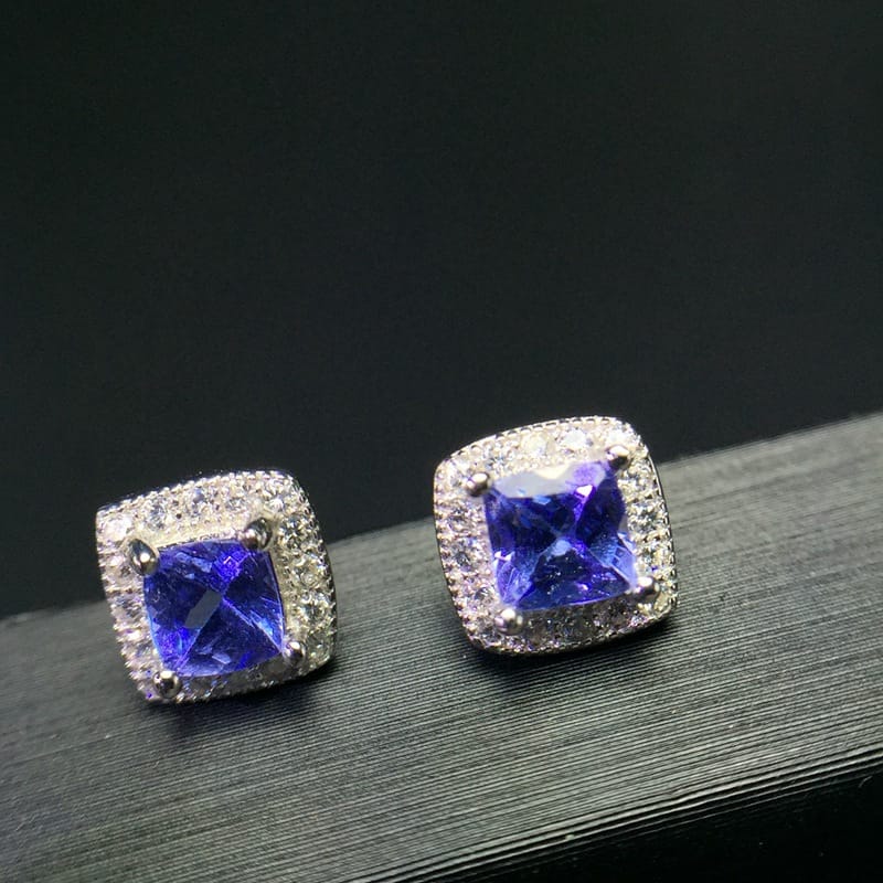 Natural tanzanite earrings wholesale 925 silver inlay like to come