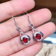 New low price 925 silver detection mall Garnet ladies earrings