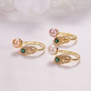 Pearl Jewelry Opening Adjustable Ring Real Gold Electroplated Micro-inlaid Zircon Freshwater Pearl Ring