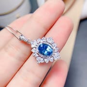 European and American fashion flash Diamond natural topaz pendant necklace 7*9mm ladies pendant wholesale gift to his girlfriend