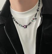 Cross zircon non-fading titanium steel necklace men's all-match high-end sense Cuban chain personality niche neck chain necklace