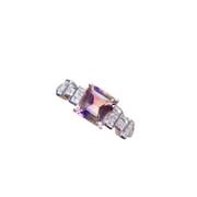 Natural Amethyst Ring Half Purple and Half Yellow Color Fresh 925 Silver Design Gem Inspection