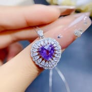 New natural amethyst pendant Plaid 9 * 9mm women's pendant necklace 925 silver wholesale live TikTok