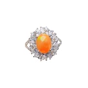 Factory wholesale explosions natural fire opal ring S925 silver inlaid main stone 7*9 hot Europe and the United States a generation of hair