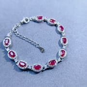 Fresh and beautiful DIY natural old baked ruby bracelet 3*5mm925 silver fast hand Live supply wholesale