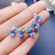 Simple luxury natural Topaz clavicle chain ladies necklace 925 silver ladies clavicle chain wholesale