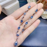 Fashion evening Gift necklace natural Topaz 4*6mm ladies pendant necklace 925 silver wholesale live tremolo