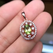 1 karat style 925 silver natural olivine necklace pendant wholesale