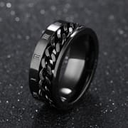Cross-border Stainless Steel Jewelry Pressure Pattern Rotatable Chain Open Wine Bottle Titanium Steel Ring Men's Open Bottle Ring