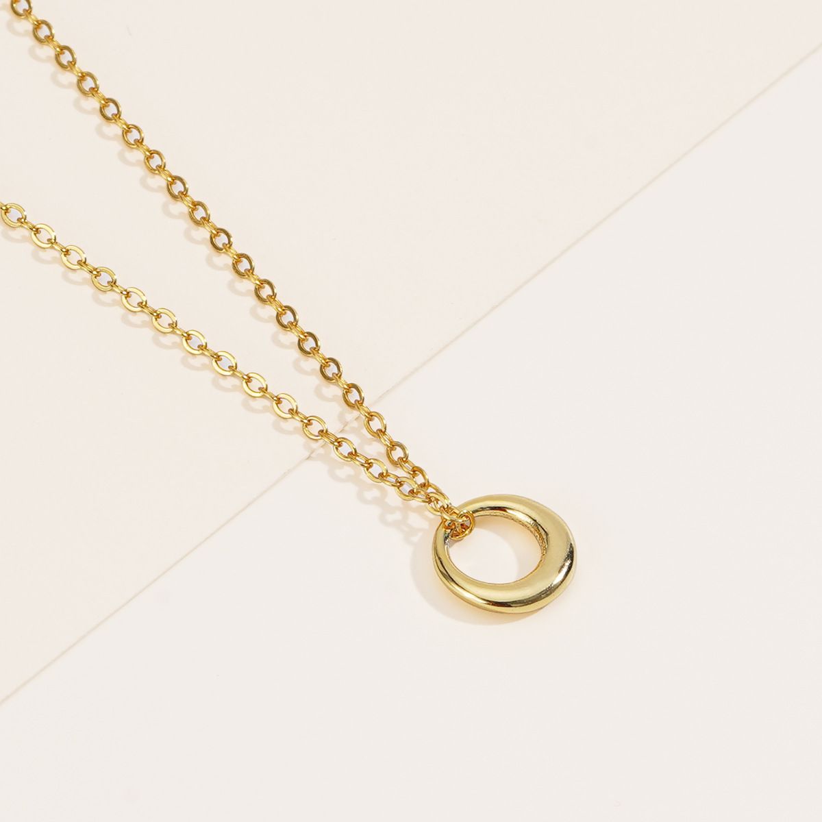 S925 Sterling Silver Necklace Female Niche Geometric Design Sense Ring Cold Style Clavicle Chain Simple Temperament