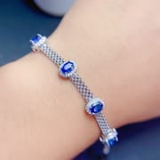 New on New Natural Sapphire Bracelet 925 Silver Inlay Gift Wholesale