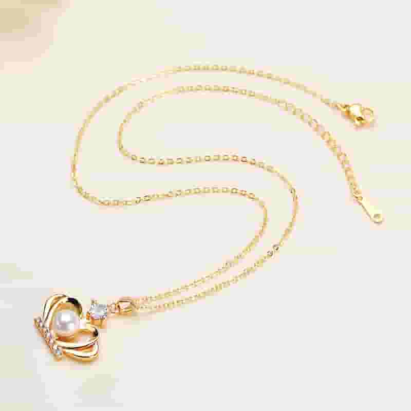 Pearl Necklace Set Women's Crown Mother Chain Freshwater Pearl Earrings Necklace Set