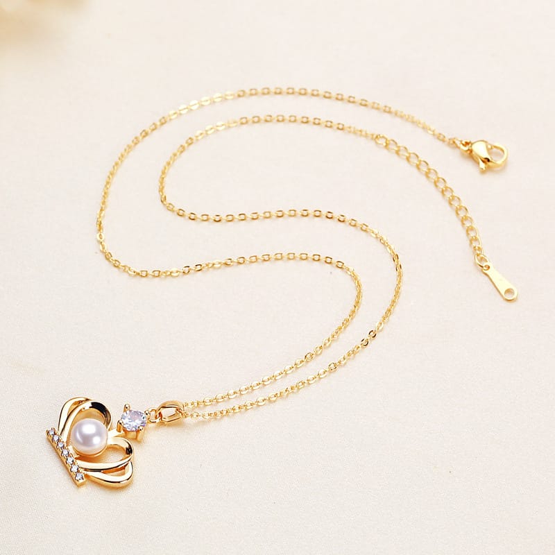 Pearl Necklace Set Women's Crown Mother Chain Freshwater Pearl Earrings Necklace Set