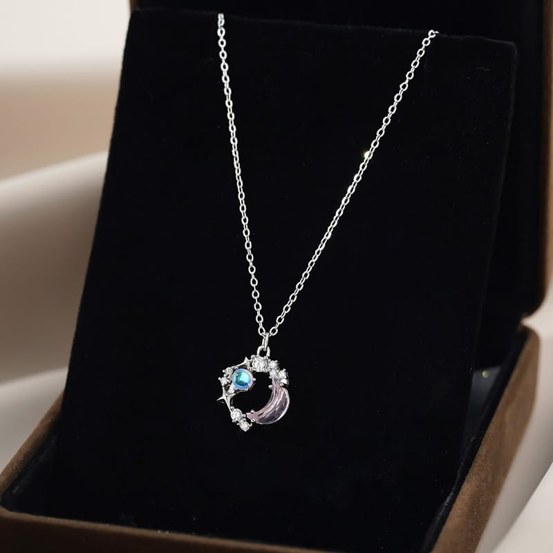 Po S999 pure silver small fresh Wang Quan moon necklace sweet niche design ins gentle clavicle chain generation hair