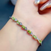 New arrival natural olivine bracelet 925 silver inlaid gift wholesale