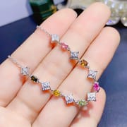 Simple fashion new natural tourmaline 3 * 4mm women's bracelet 925 silver color treasure wholesale gift for girlfriend